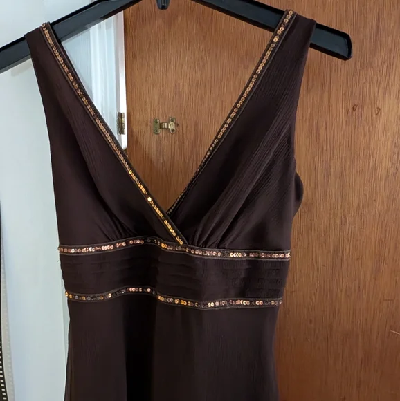 Y2K Speechless Brown W/ Sequins V-neck Cocktail Dress Size 5 - Picture 2 of 4